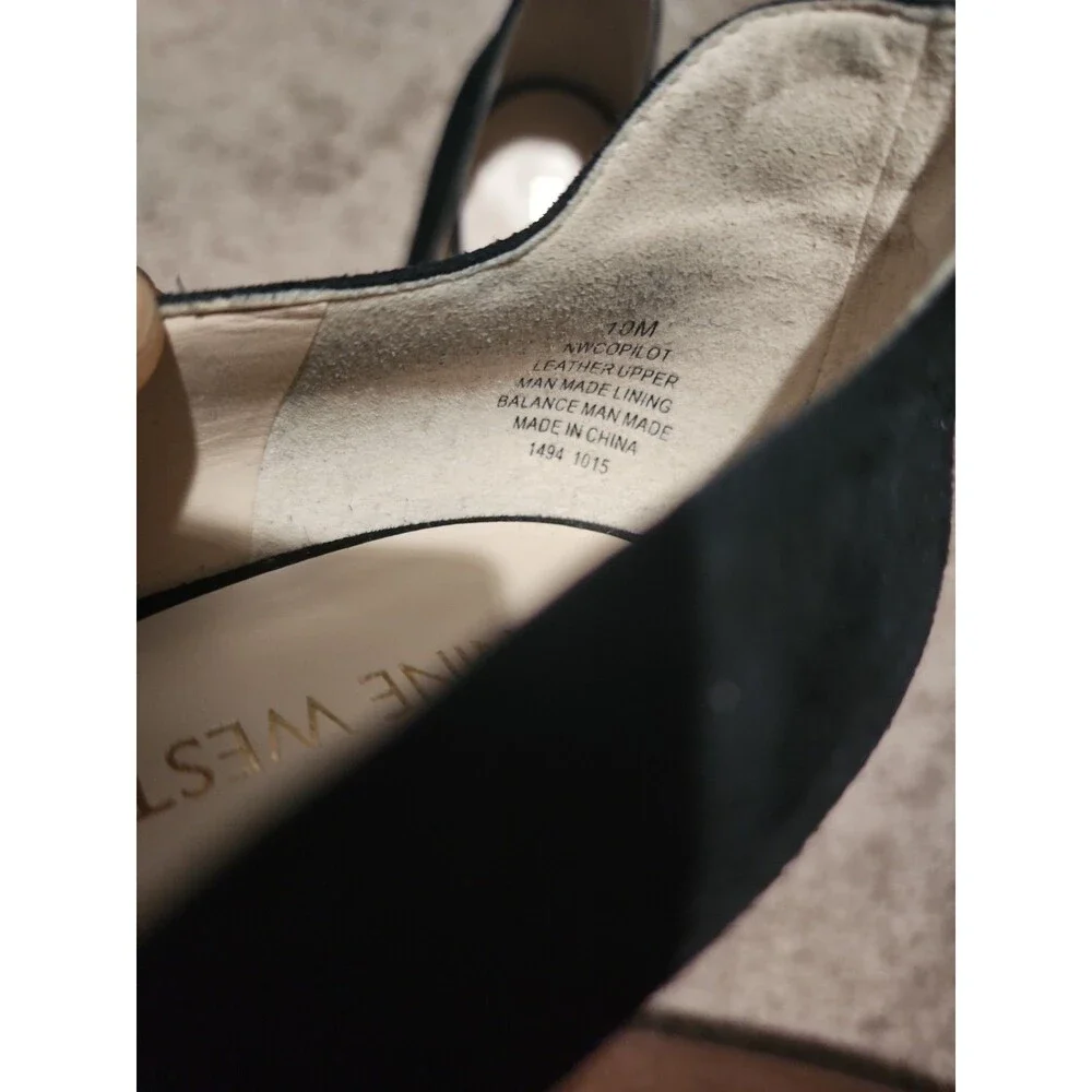Nine West Women's Solid Black Suede Peep Toe Platform High Heel Shoes Size: 10M
